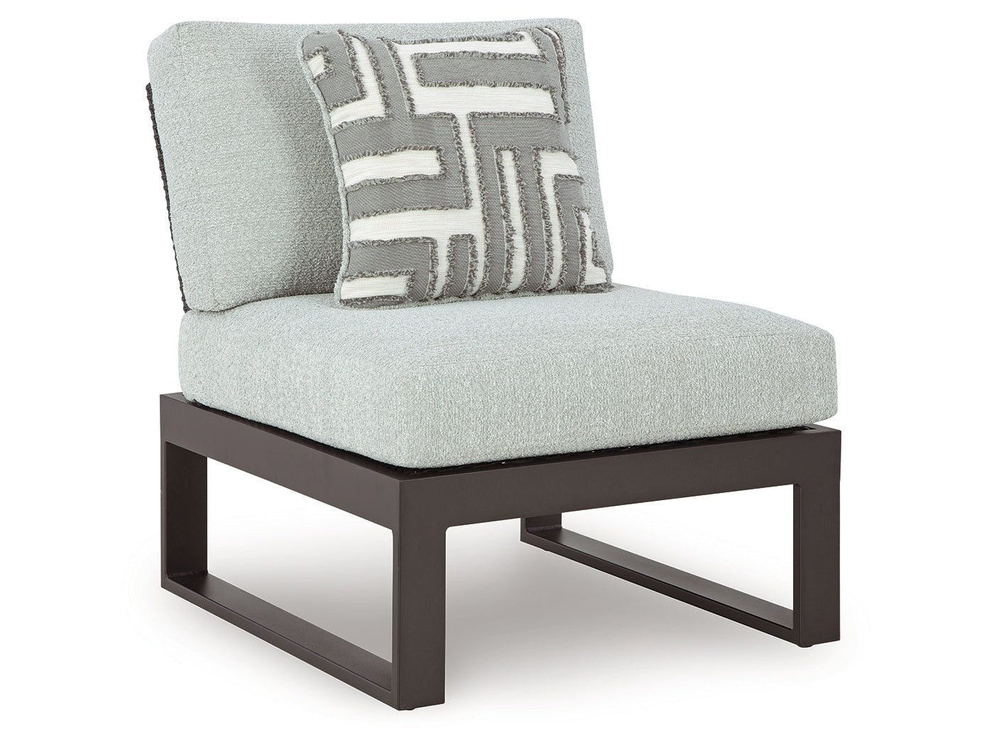 Beachloft Black/Gray Outdoor Armless Chair with Cushion- Viva Furn