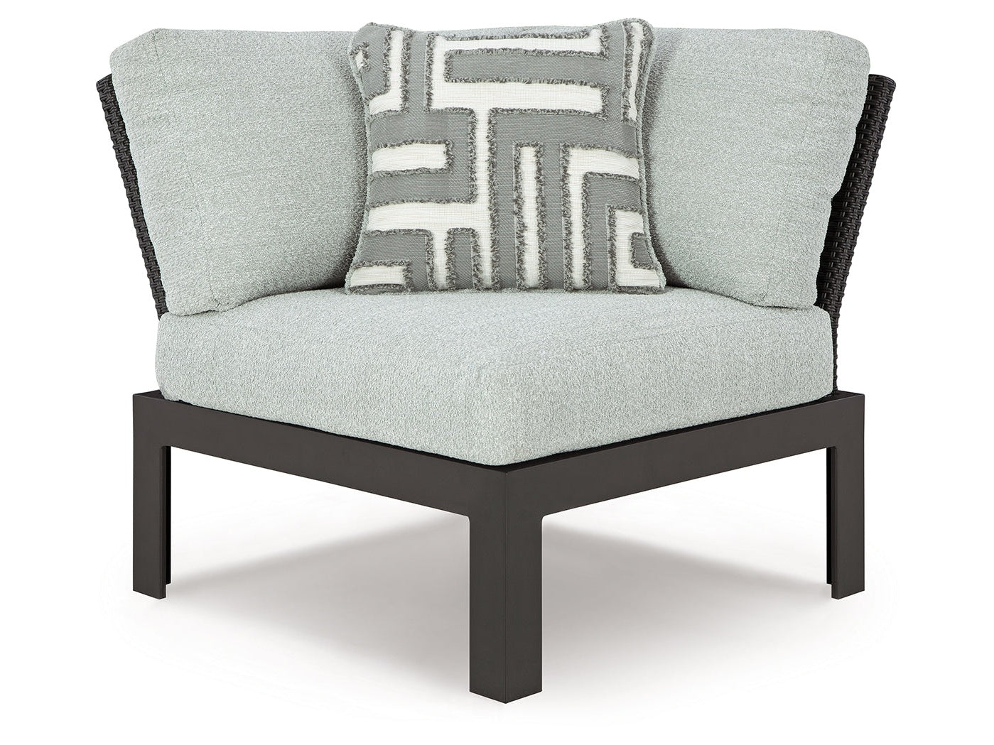 Beachloft Black/Gray Outdoor Corner Chair with Cushion- Viva Furn