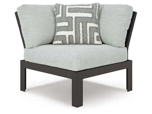 Beachloft Black/Gray Outdoor Corner Chair with Cushion- Viva Furn