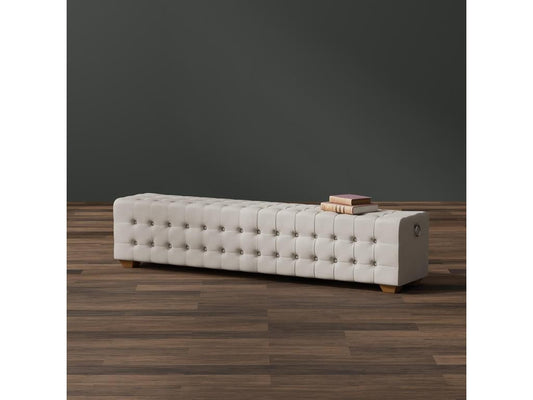Beam Beige Bench Tufted Linen - Ornate Home