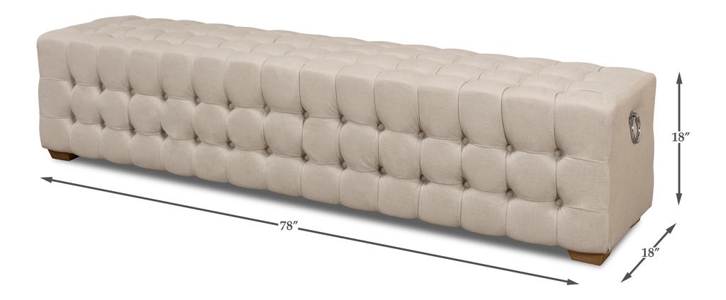 Beam Beige Bench Tufted Linen - Ornate Home