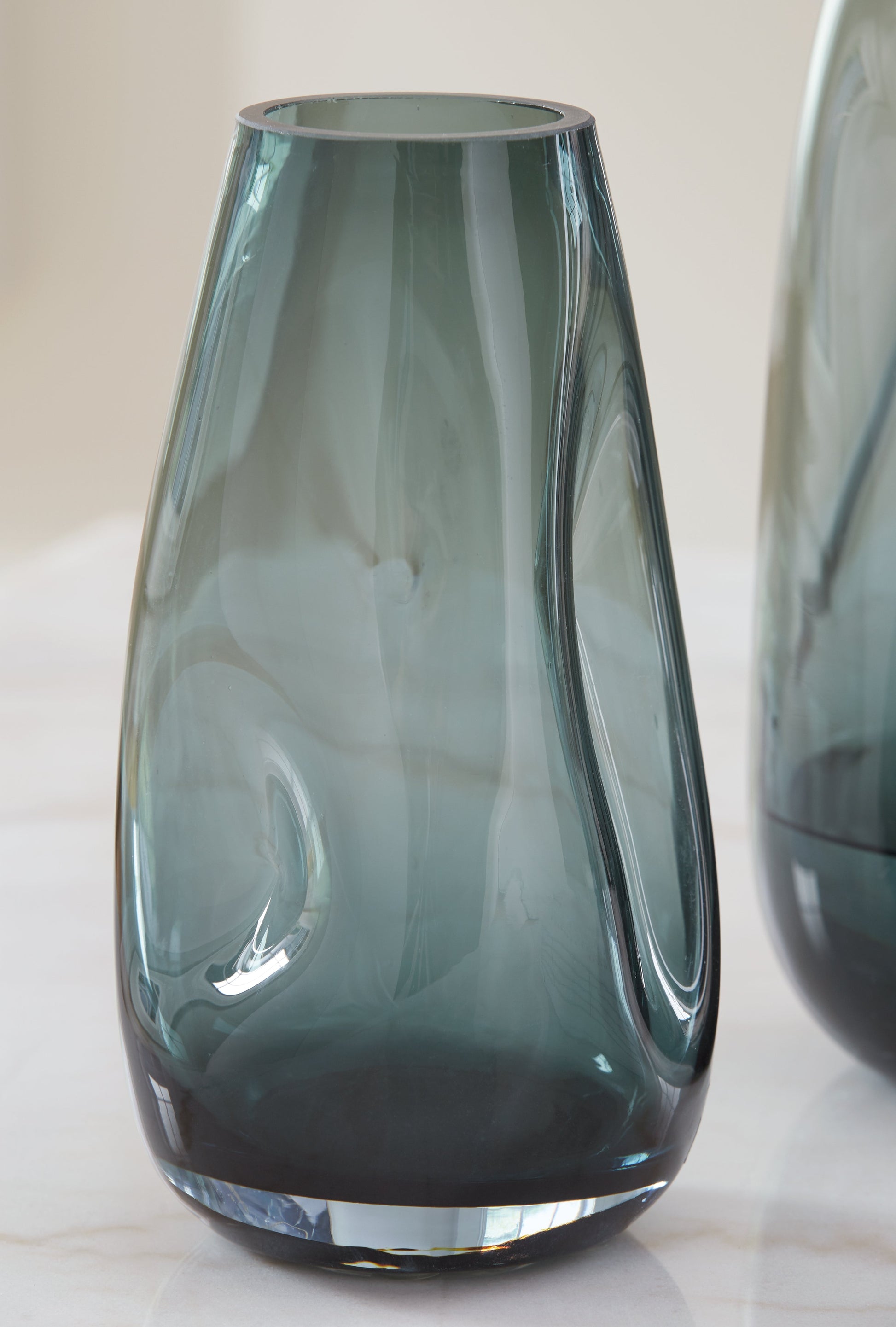 Beamund Teal Blue Curved Vase- Viva Furn