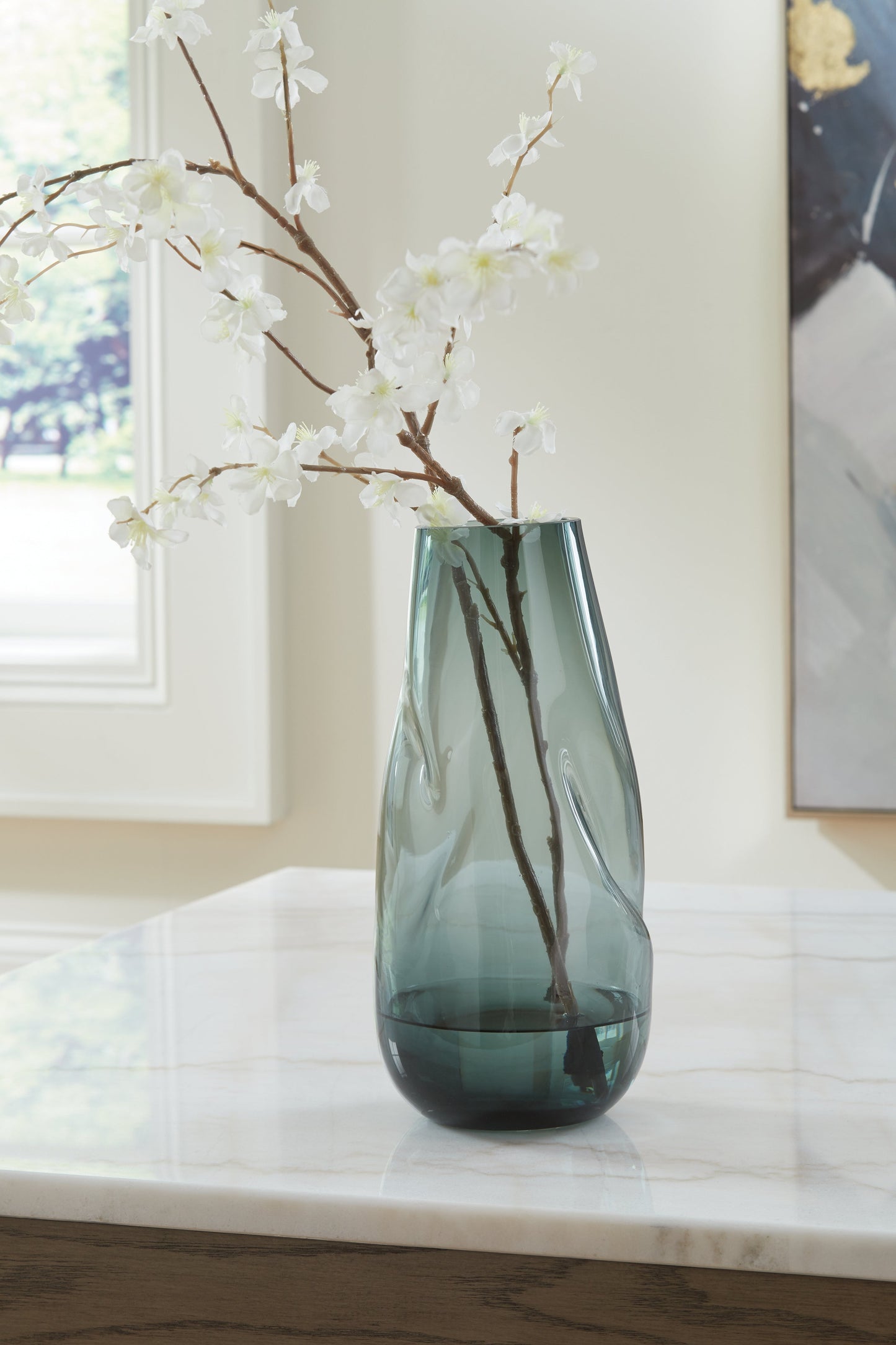 Beamund Teal Blue Vase- Viva Furn