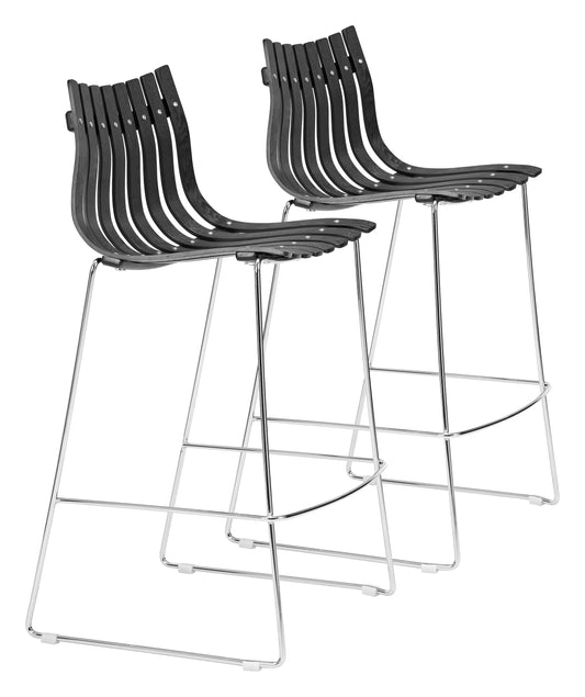 Beaufort Black Barstool (Set of 2) - Ornate Home