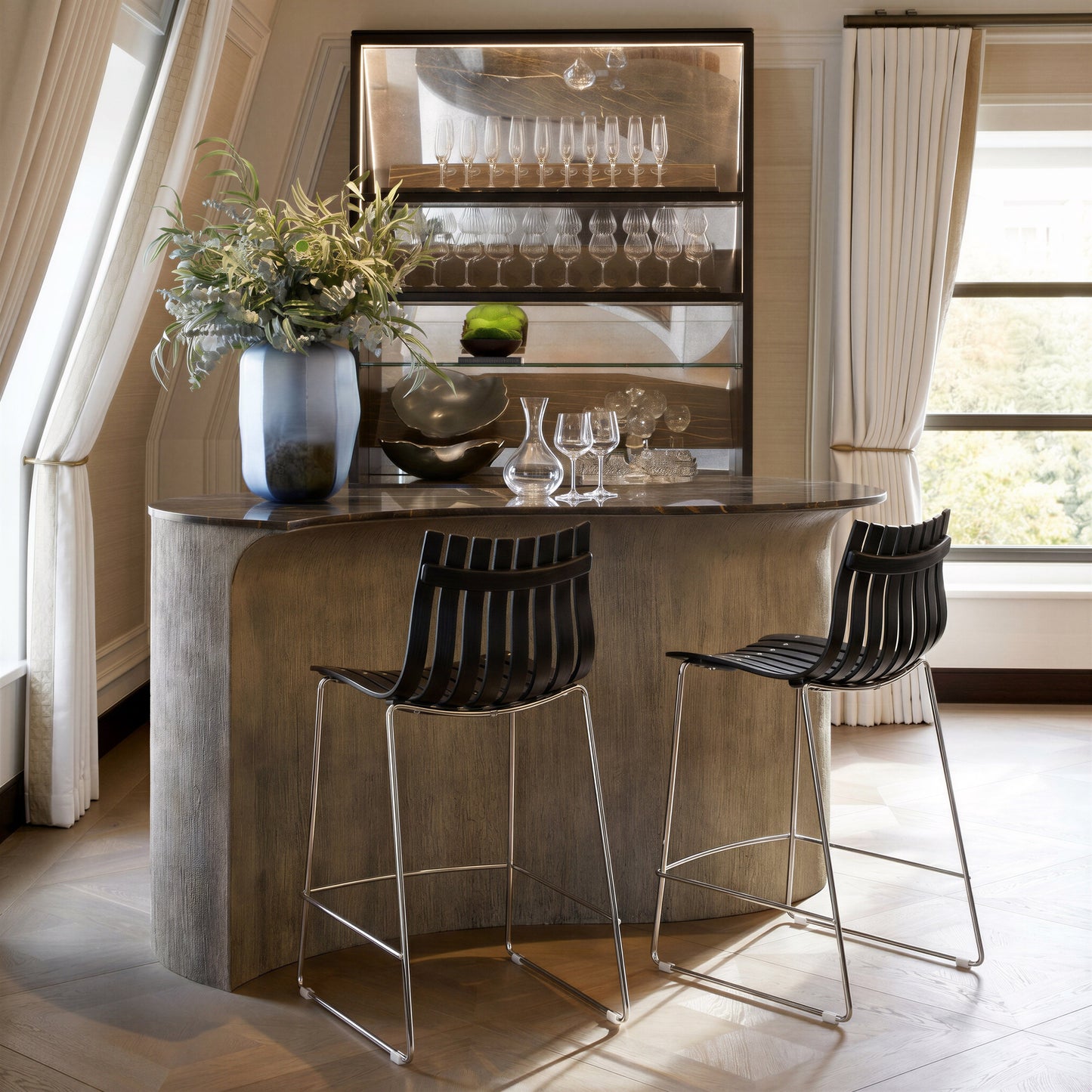 Beaufort Black Counter Stool (Set of 2) - Ornate Home