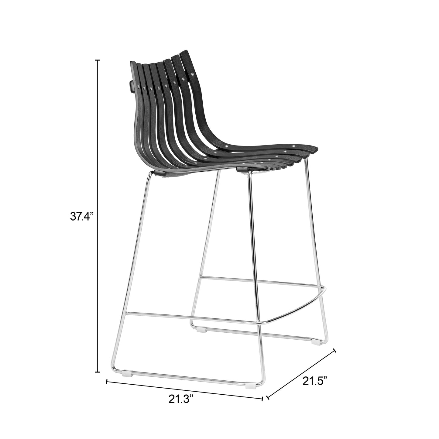 Beaufort Black Counter Stool (Set of 2) - Ornate Home