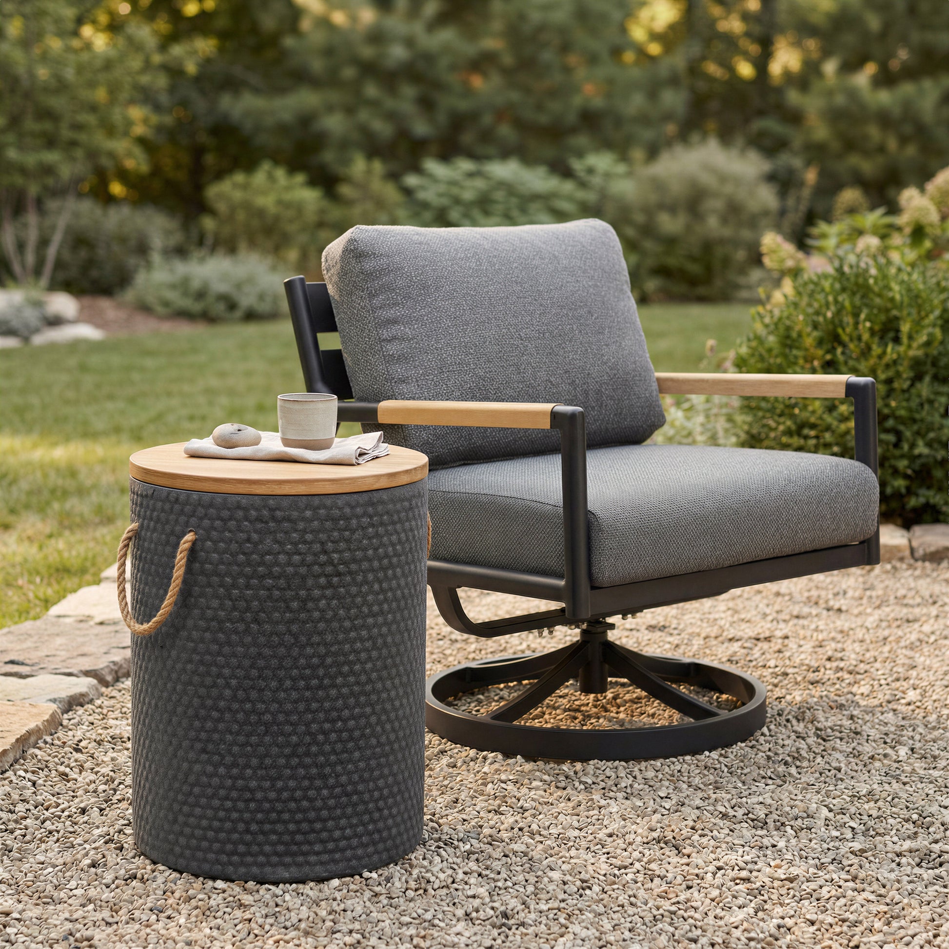Beban Natural & Black Outdoor Side Table - Ornate Home