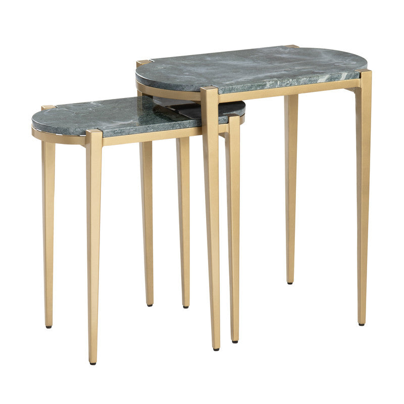 Beckham Green/Gold 2-Piece Nested Accent Tables - Ornate Home