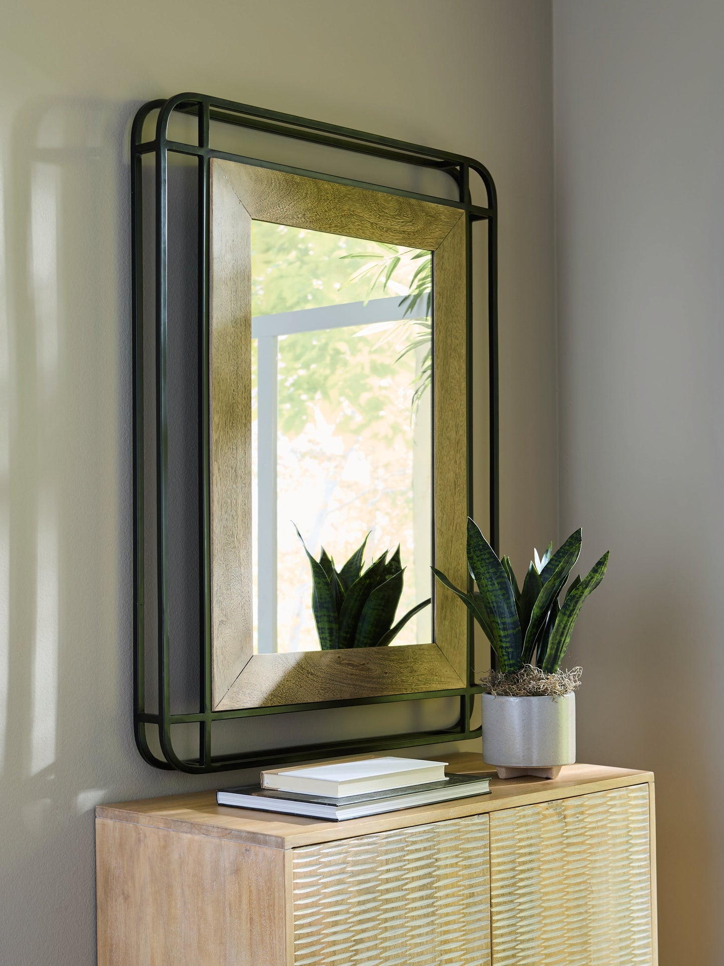 Beelman Black/Brown Accent Mirror- Viva Furn
