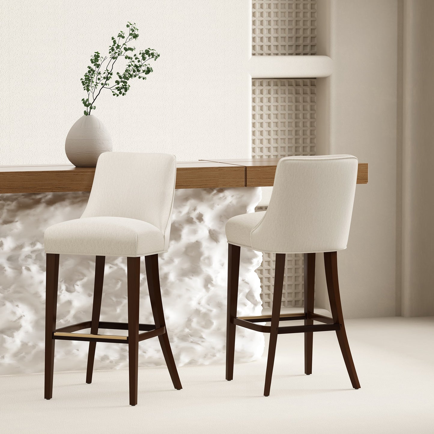 Beever Barstool in Cream (set of 2) - Ornate Home