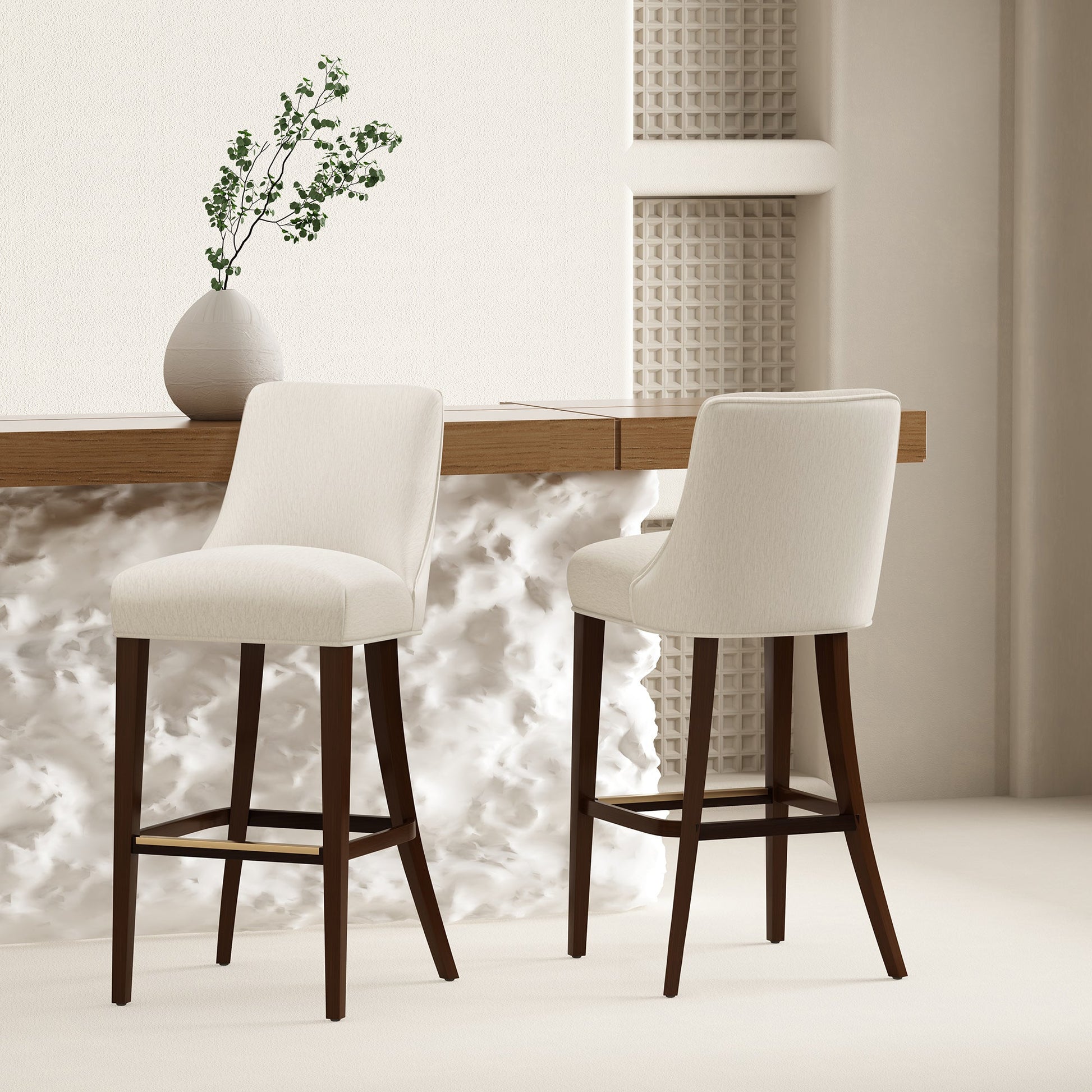 Beever Barstool in Cream (set of 2) - Ornate Home