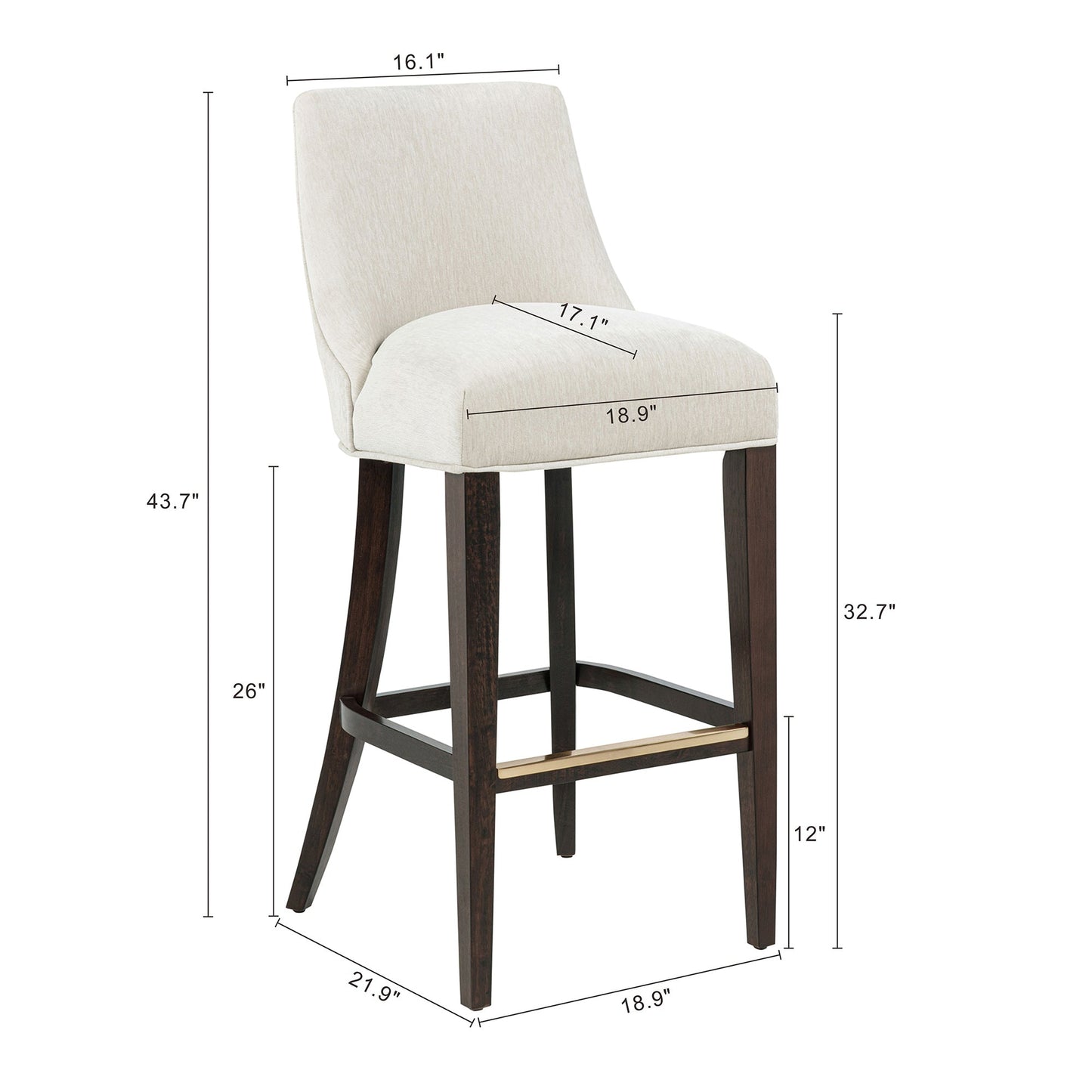 Beever Barstool in Cream (set of 3) - Ornate Home