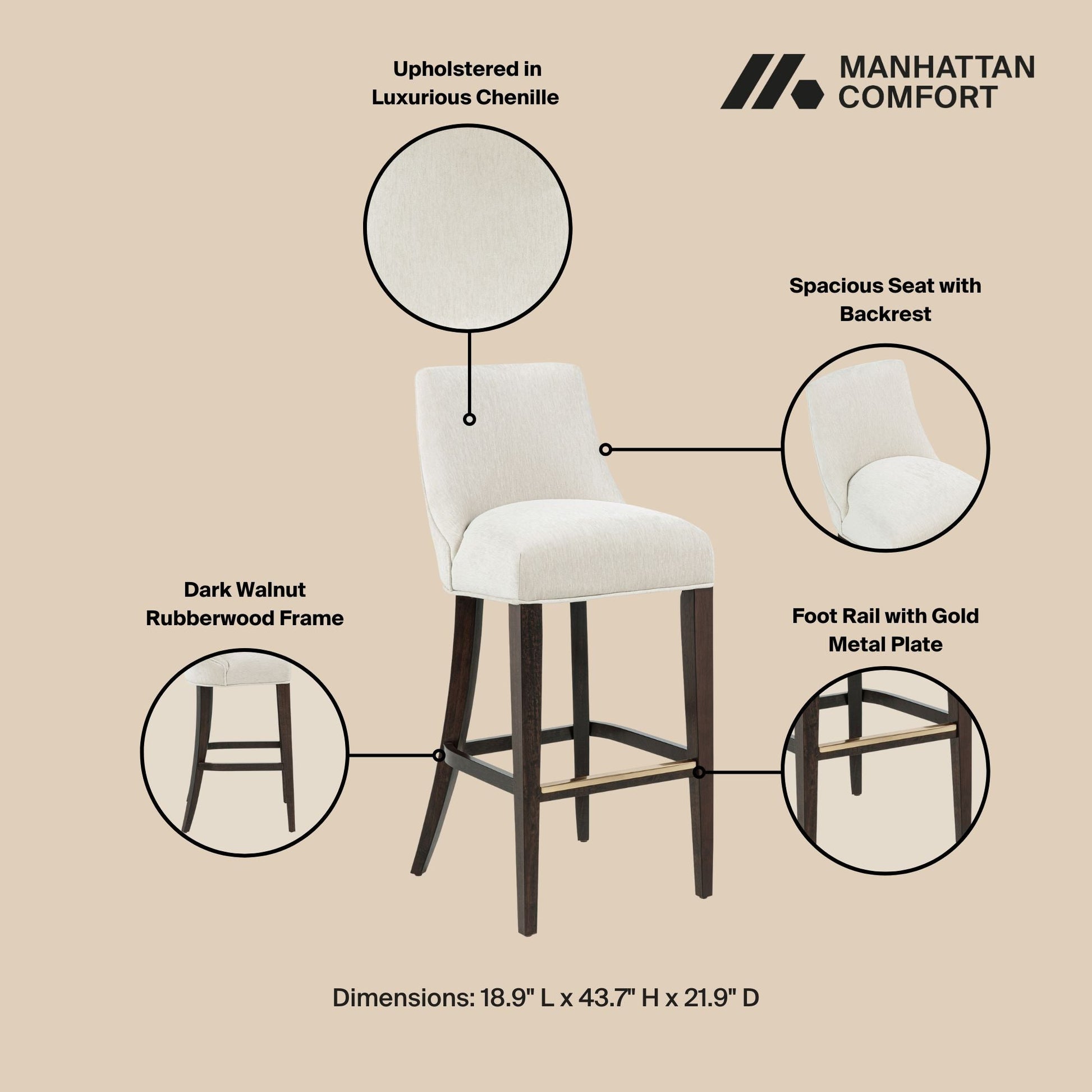 Beever Barstool in Cream (set of 3) - Ornate Home
