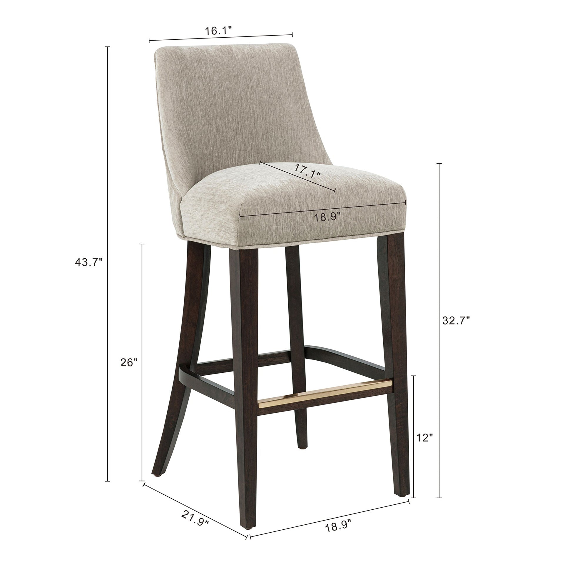 Beever Barstool in Taupe (set of 3) - Ornate Home