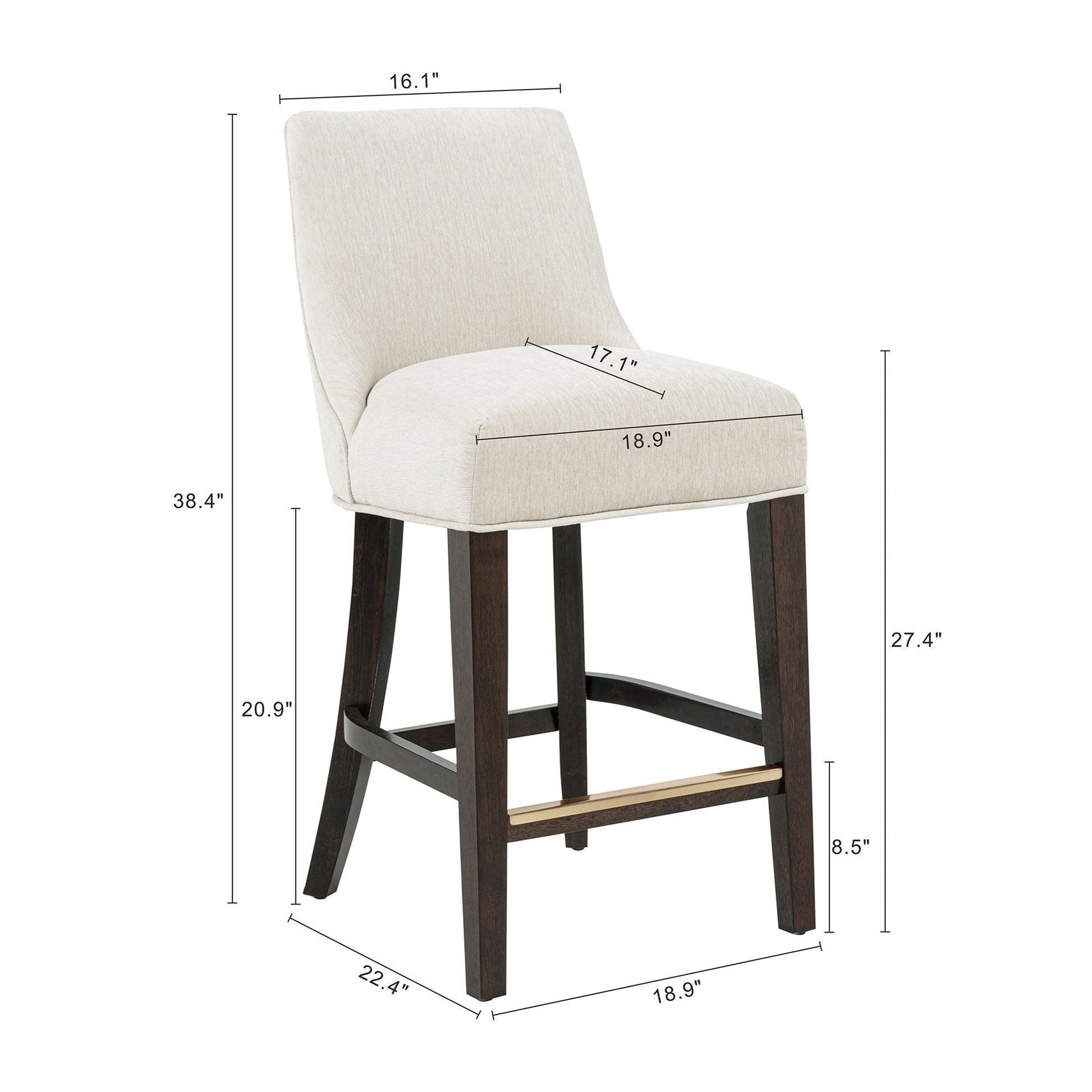 Beever Counter Stool in Cream (set of 2) - Ornate Home