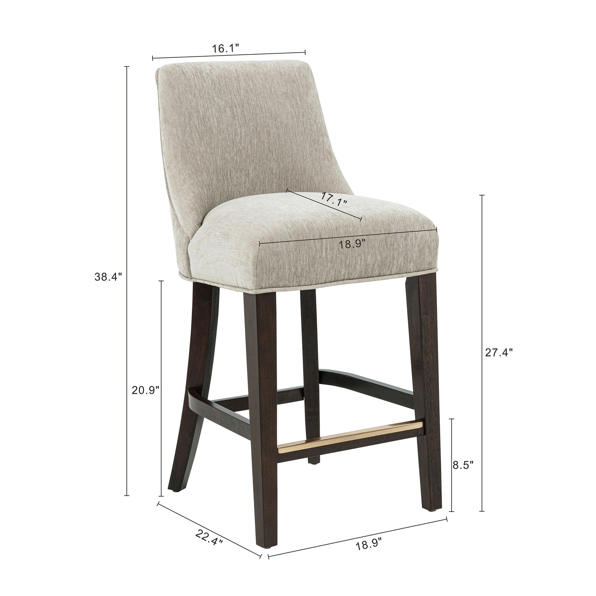 Beever Counter Stool in Taupe (set of 3) - Ornate Home