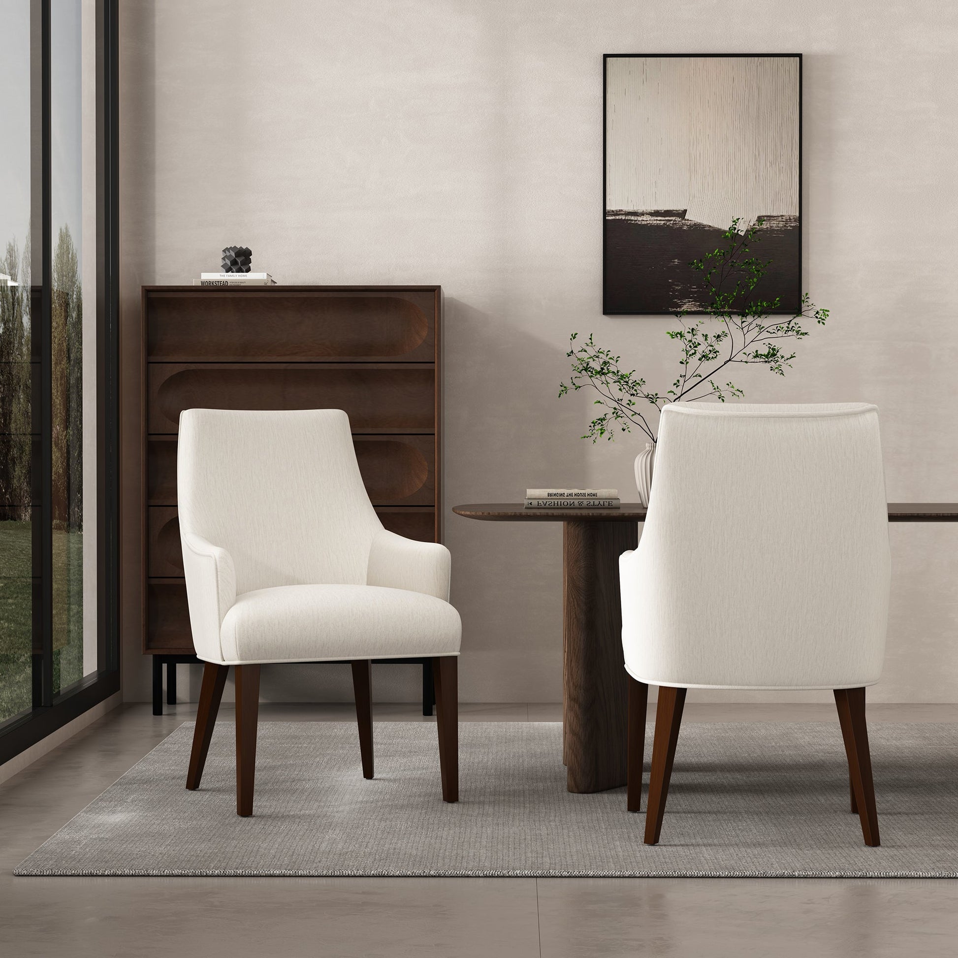 Beever Dining Armchair in Cream (set of 2) - Ornate Home