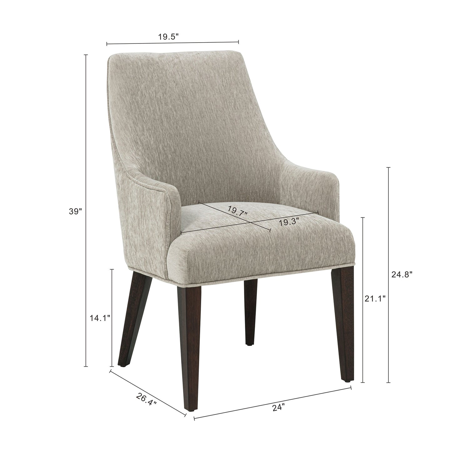 Beever Dining Armchair in Taupe (set of 2) - Ornate Home
