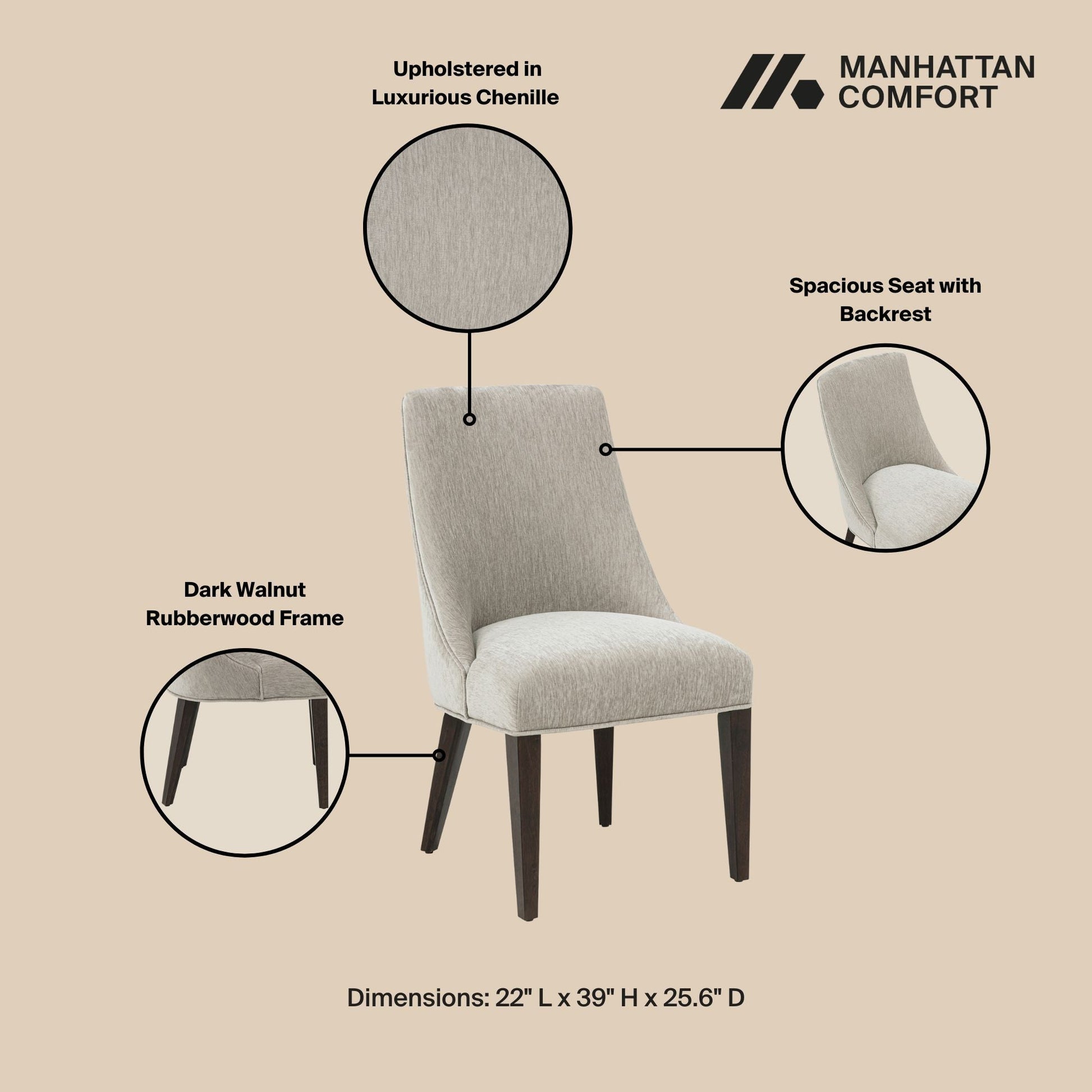 Beever Dining Chair in Taupe (set of 2) - Ornate Home