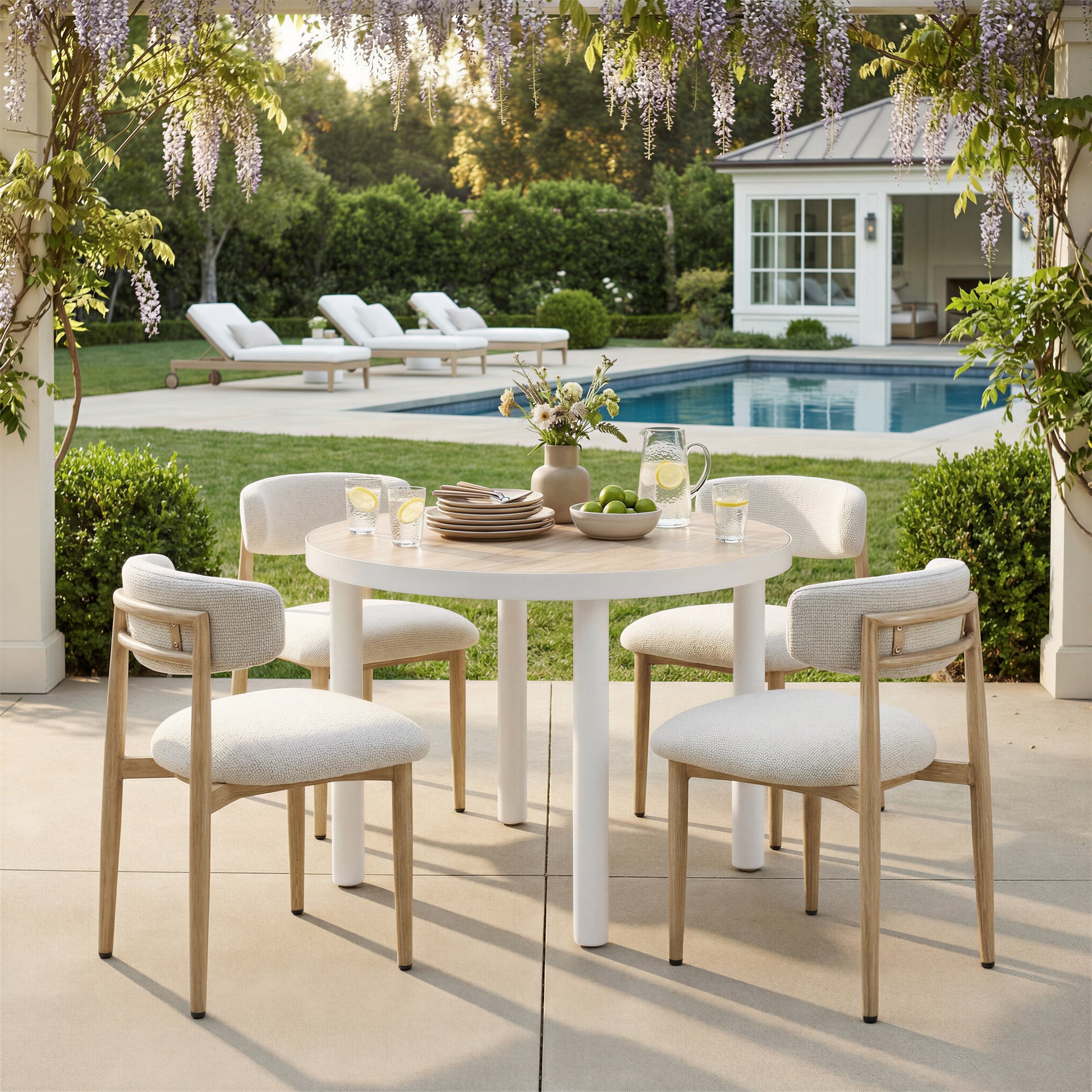 Bege White Outdoor Dining Chair - Ornate Home