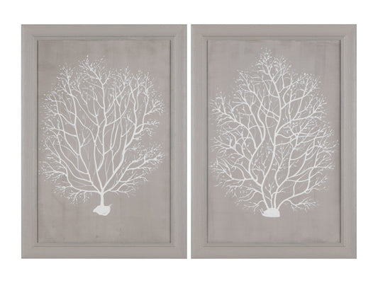 Beige Corals Brown/White Canvas - Ornate Home