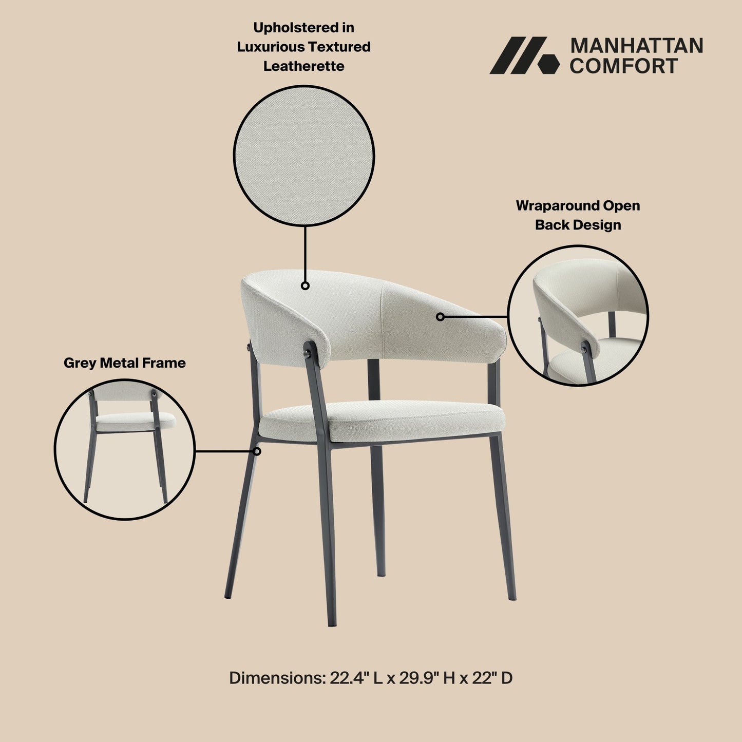 Belle Dining Chair in Oatmeal (set of 4) - Ornate Home