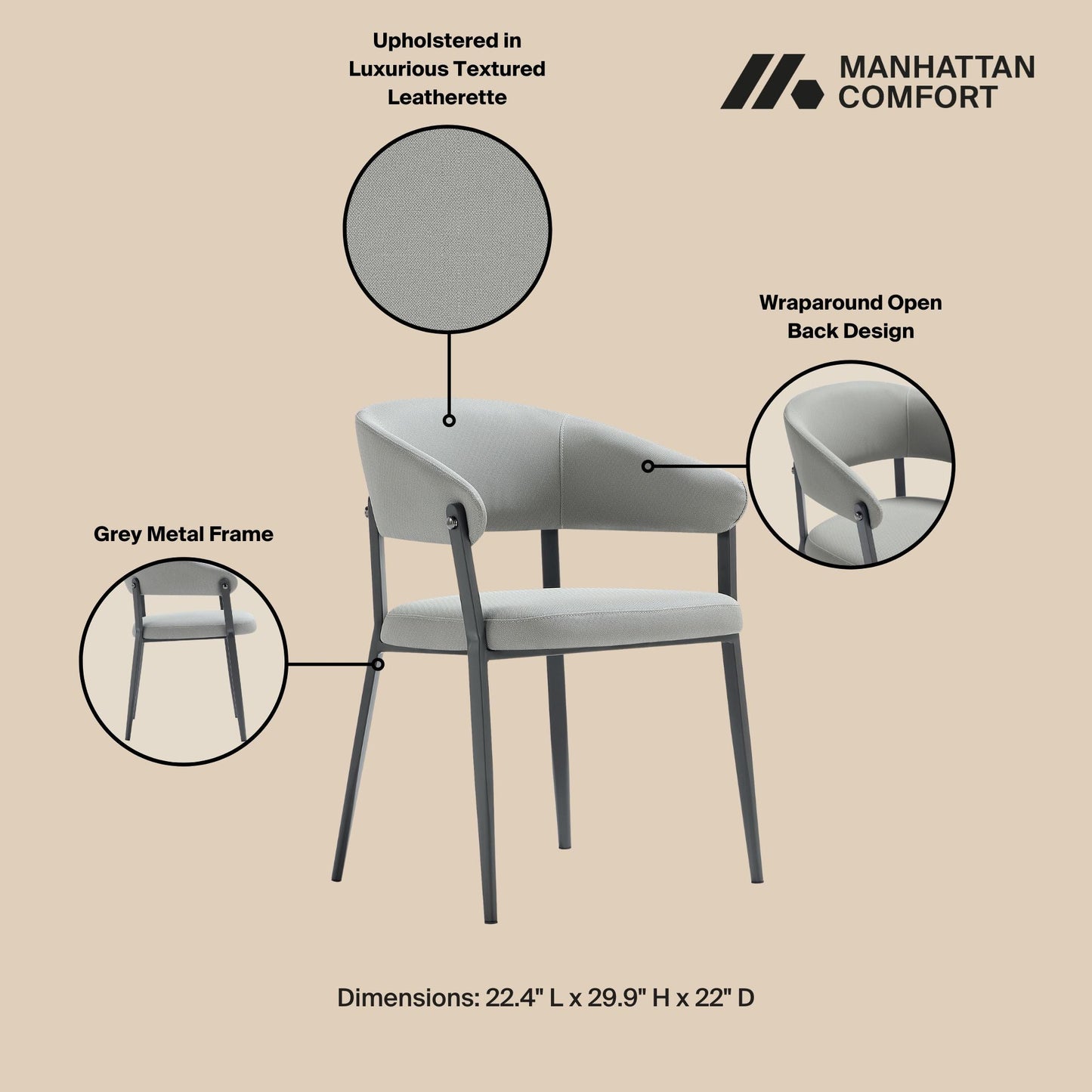 Belle Dining Chair in Stone Grey (set of 4) - Ornate Home