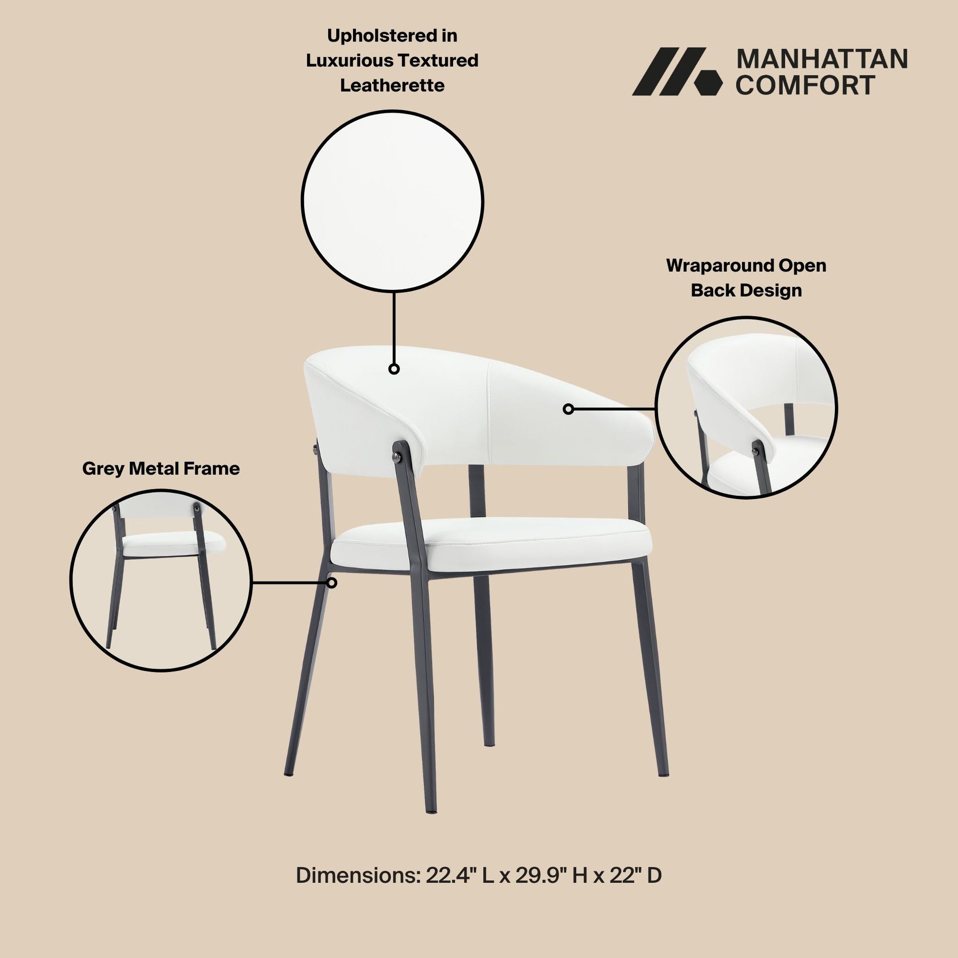 Belle Dining Chair in White (set of 2) - Ornate Home