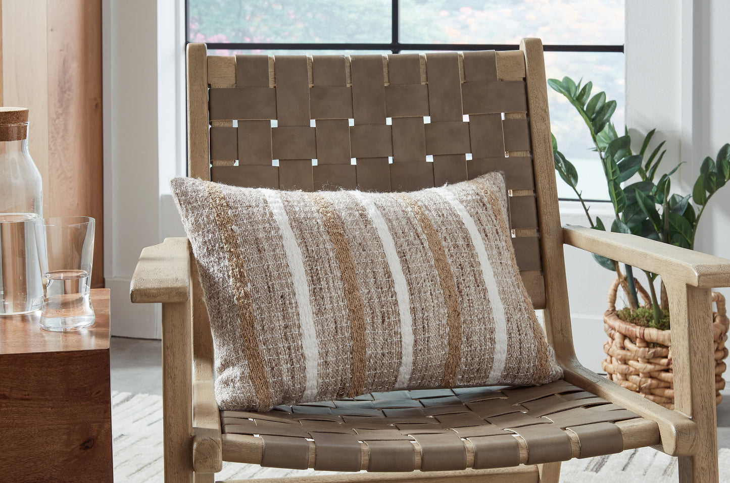 Benish Tan/Brown/White Pillow- Viva Furn