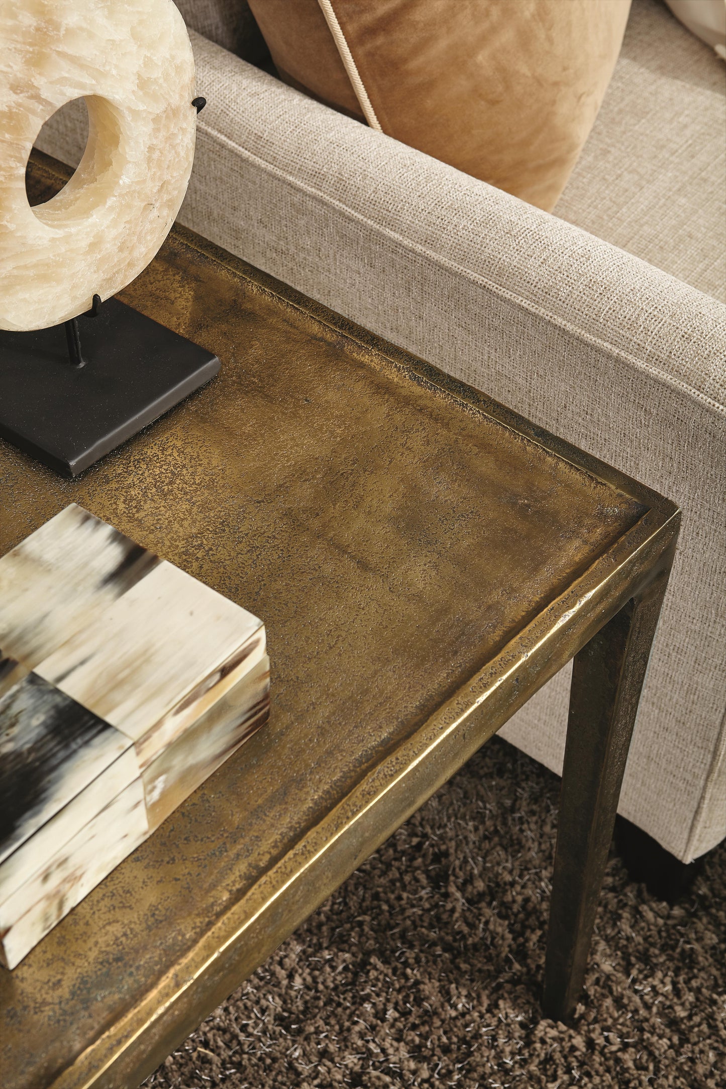 Benson Vintage Brass Side Table - Ornate Home