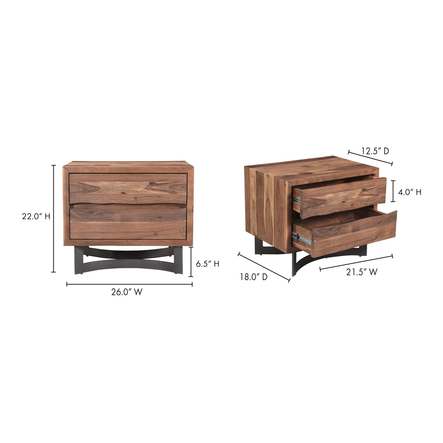 Bent Natural Nightstand - Ornate Home