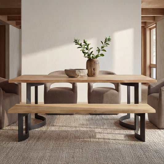 Bent Natural Oak Small Bench - Ornate Home