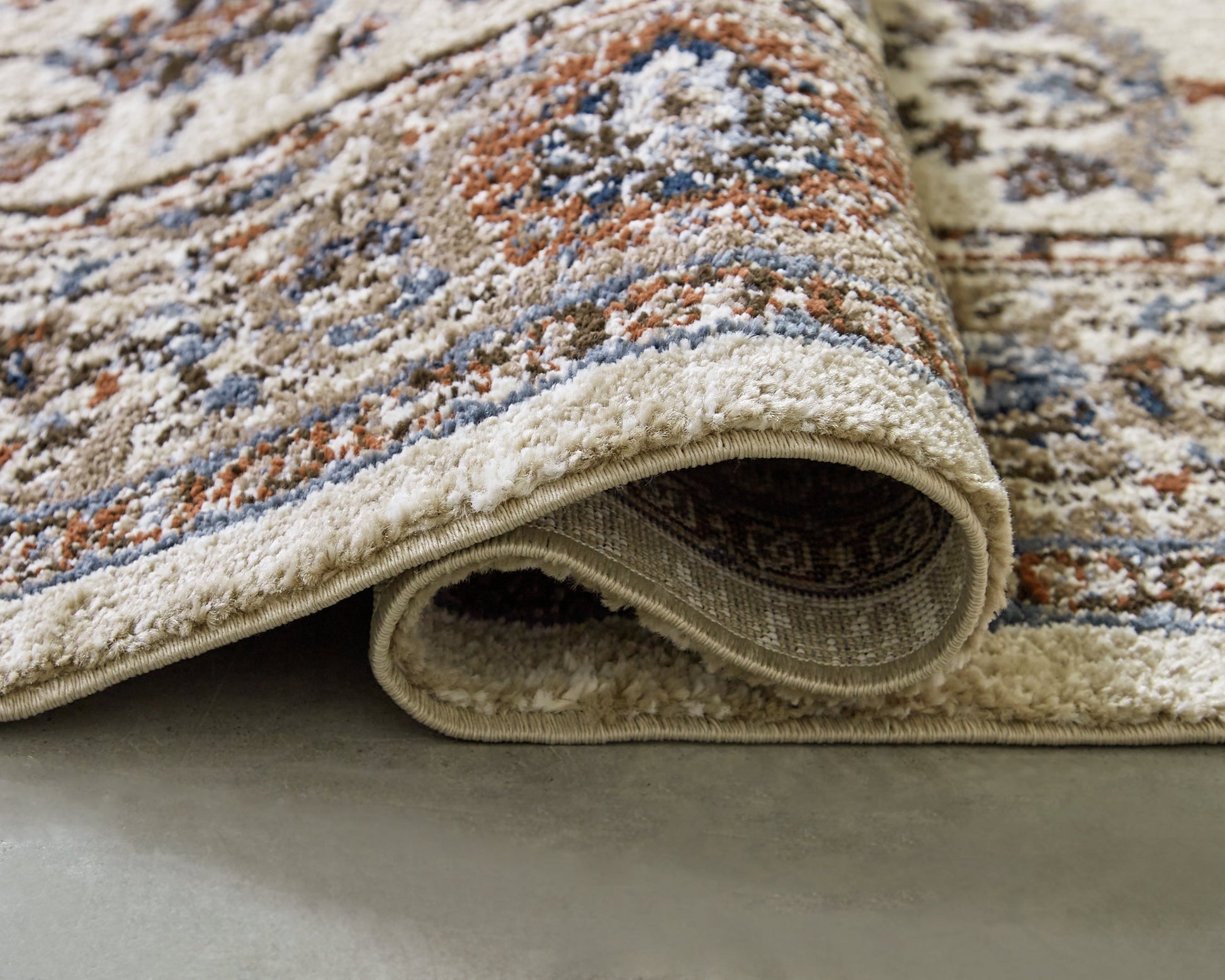 Beritham Blue/Brown/Beige Large Rug- Viva Furn
