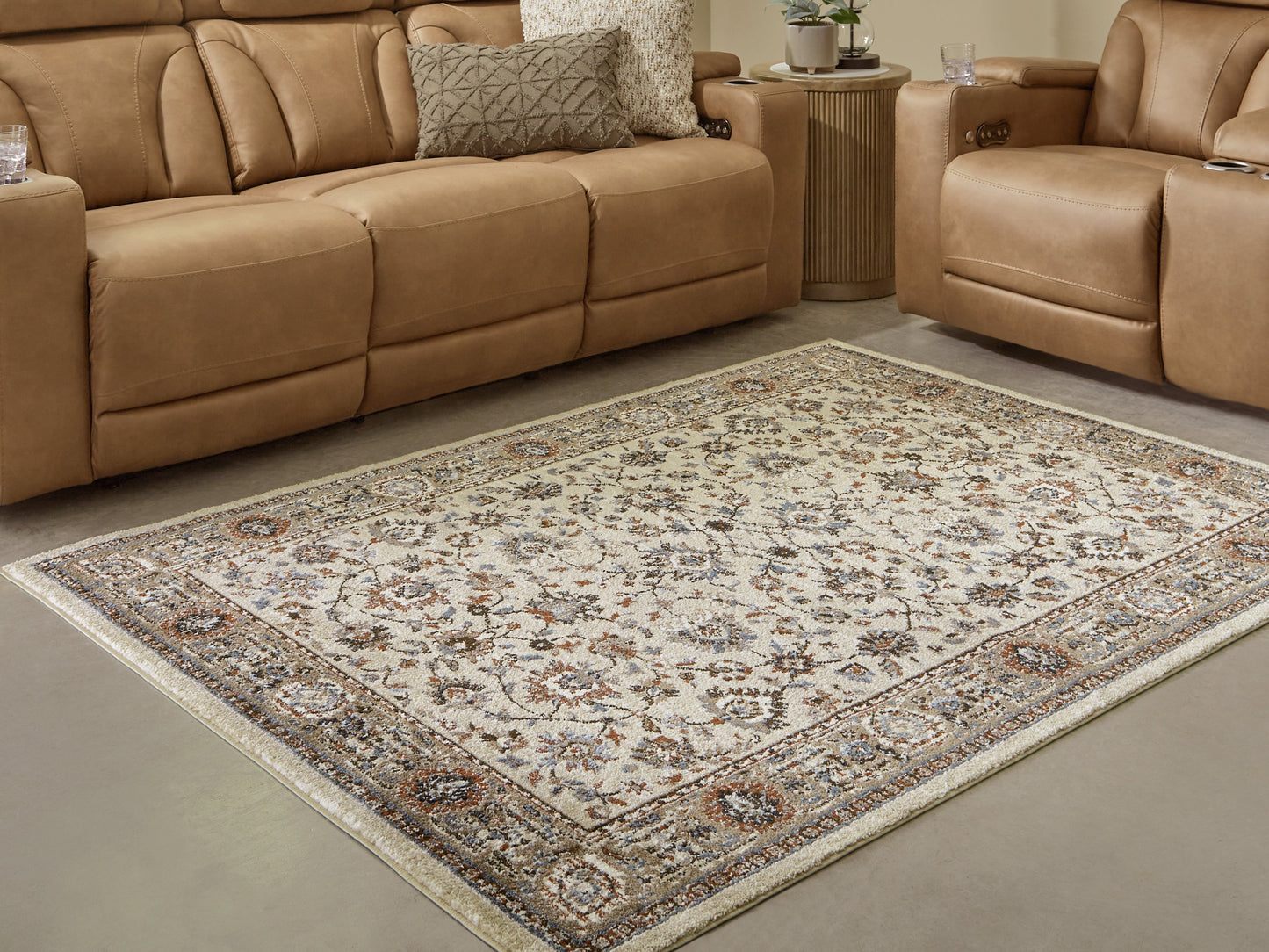 Beritham Blue/Brown/Beige Large Rug- Viva Furn