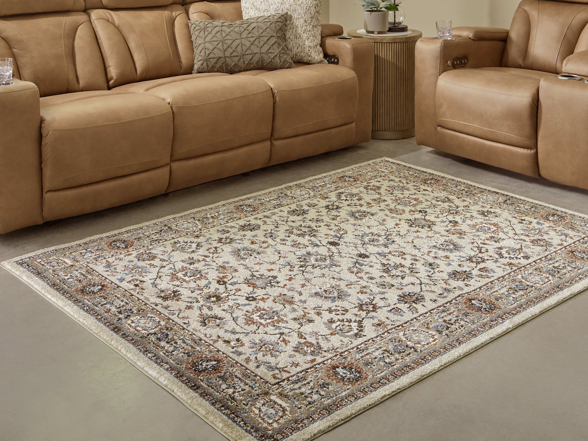 Beritham Blue/Brown/Beige Medium Rug- Viva Furn