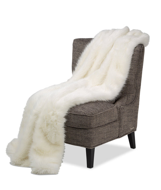 Bethany Ivory 56"x72" Faux-Fur Throw - Ornate Home