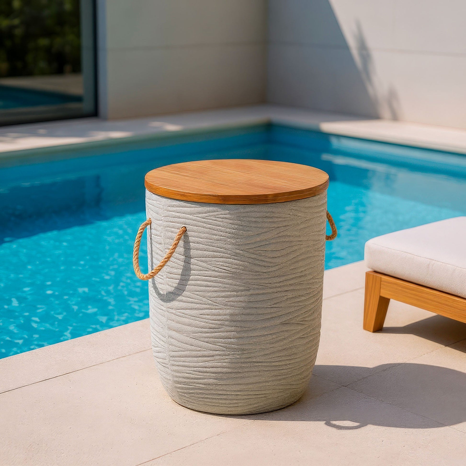 Biban Natural & Gray Outdoor Side Table - Ornate Home