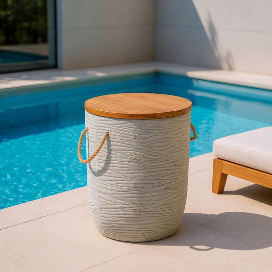 Biban Natural & Gray Outdoor Side Table - Ornate Home