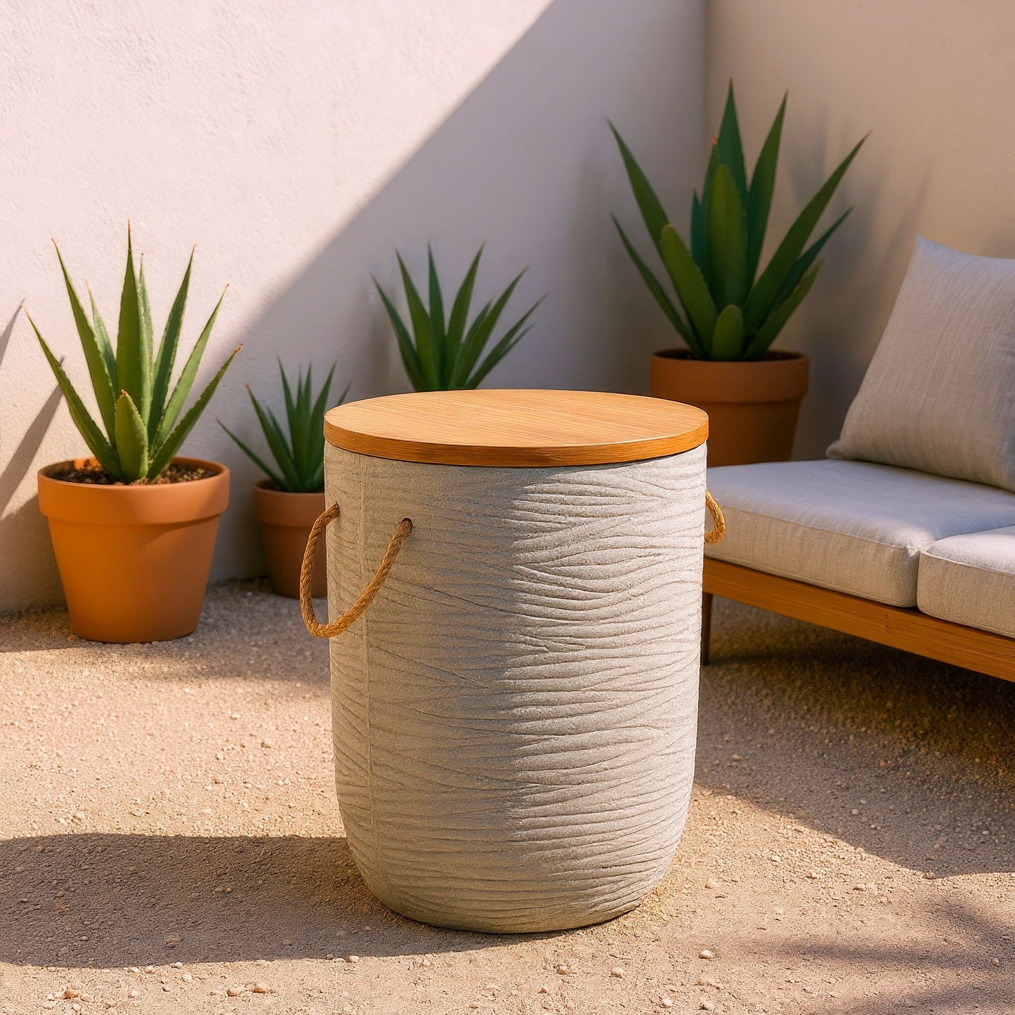 Biban Natural & Gray Outdoor Side Table - Ornate Home