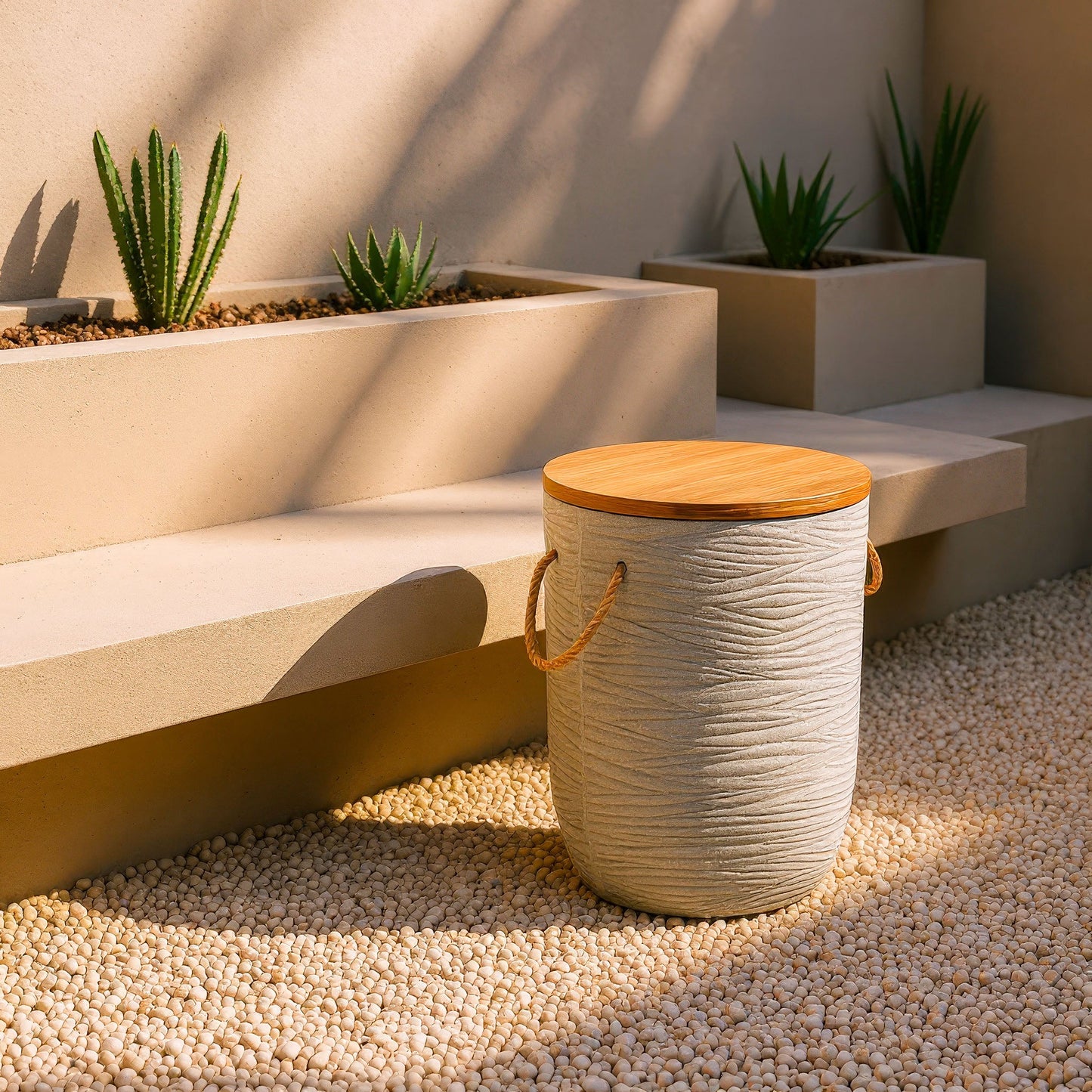 Biban Natural & Gray Outdoor Side Table - Ornate Home
