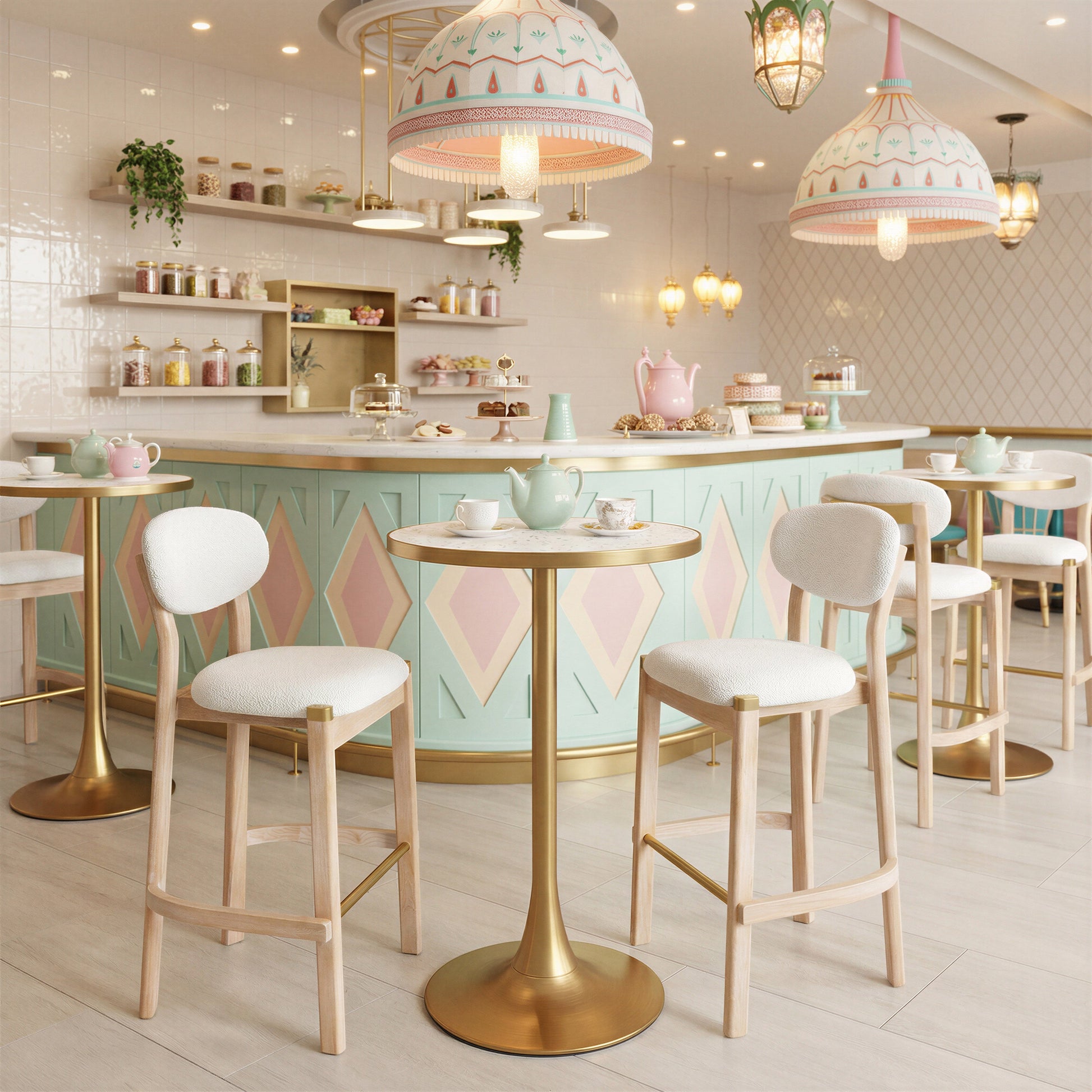 Bite Beige & Gold Bar Table - Ornate Home