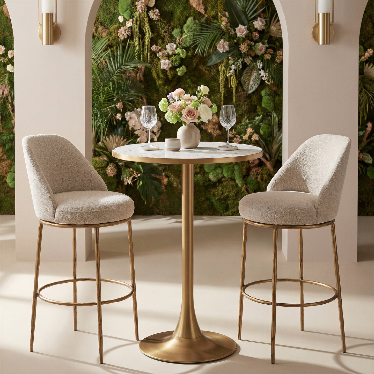 Bite Beige & Gold Bar Table - Ornate Home