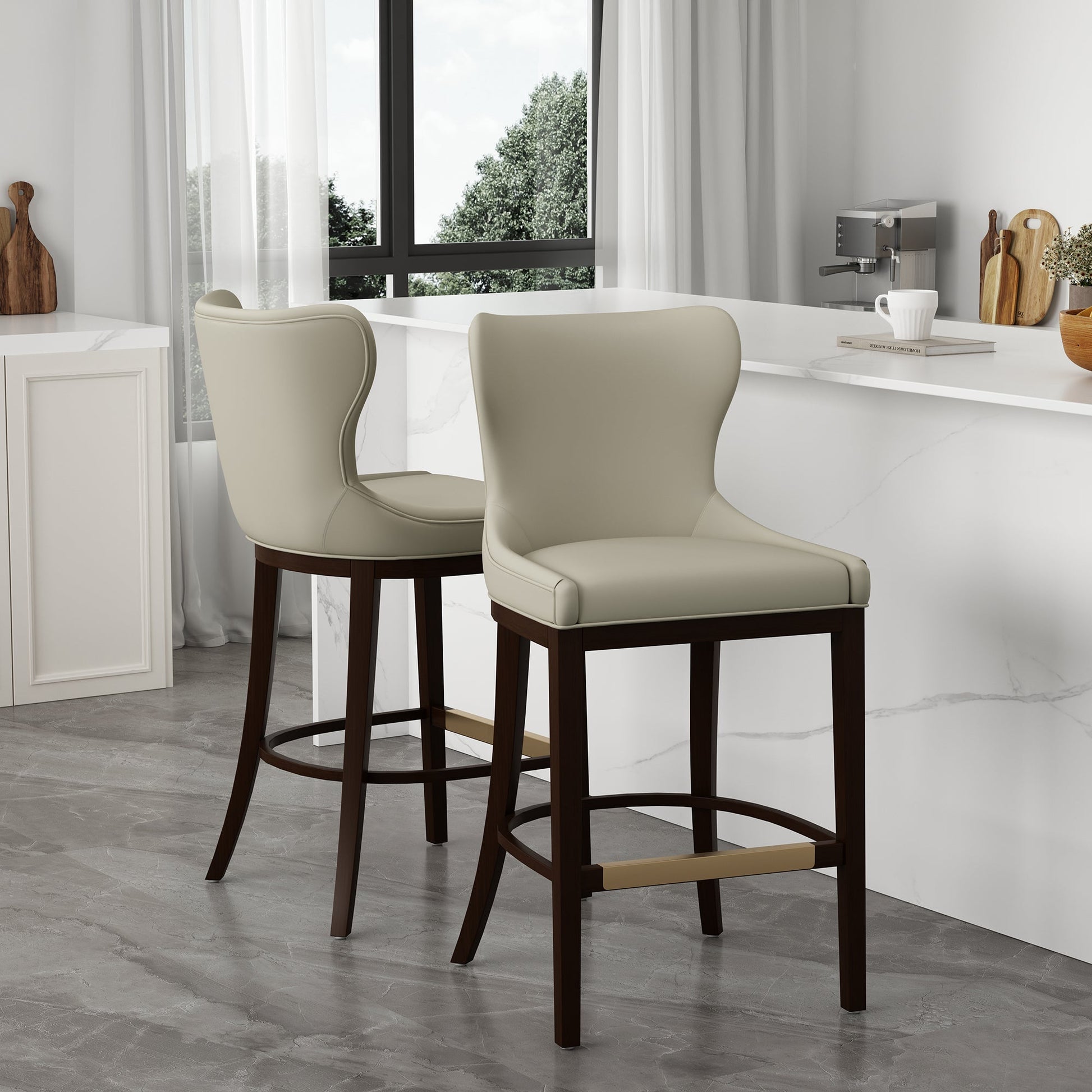 Blair Barstool in Stone (set of 2) - Ornate Home
