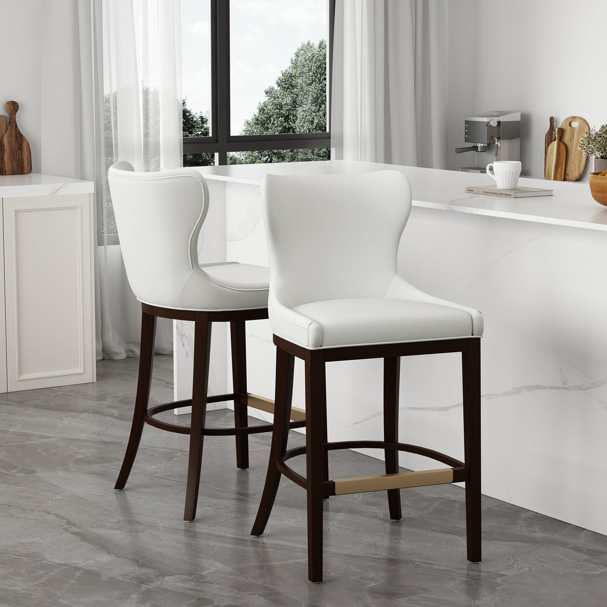 Blair Barstool in White (set of 2) - Ornate Home