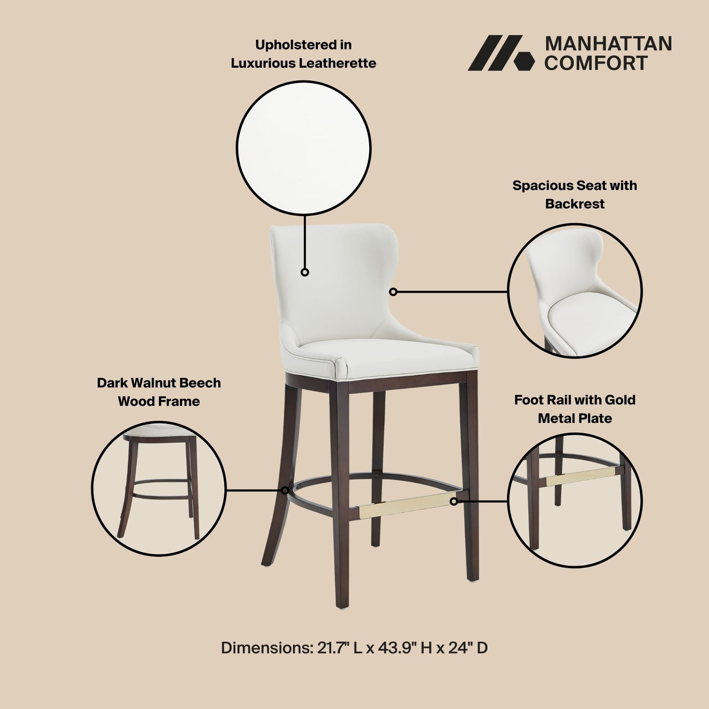 Blair Barstool in White (set of 2) - Ornate Home