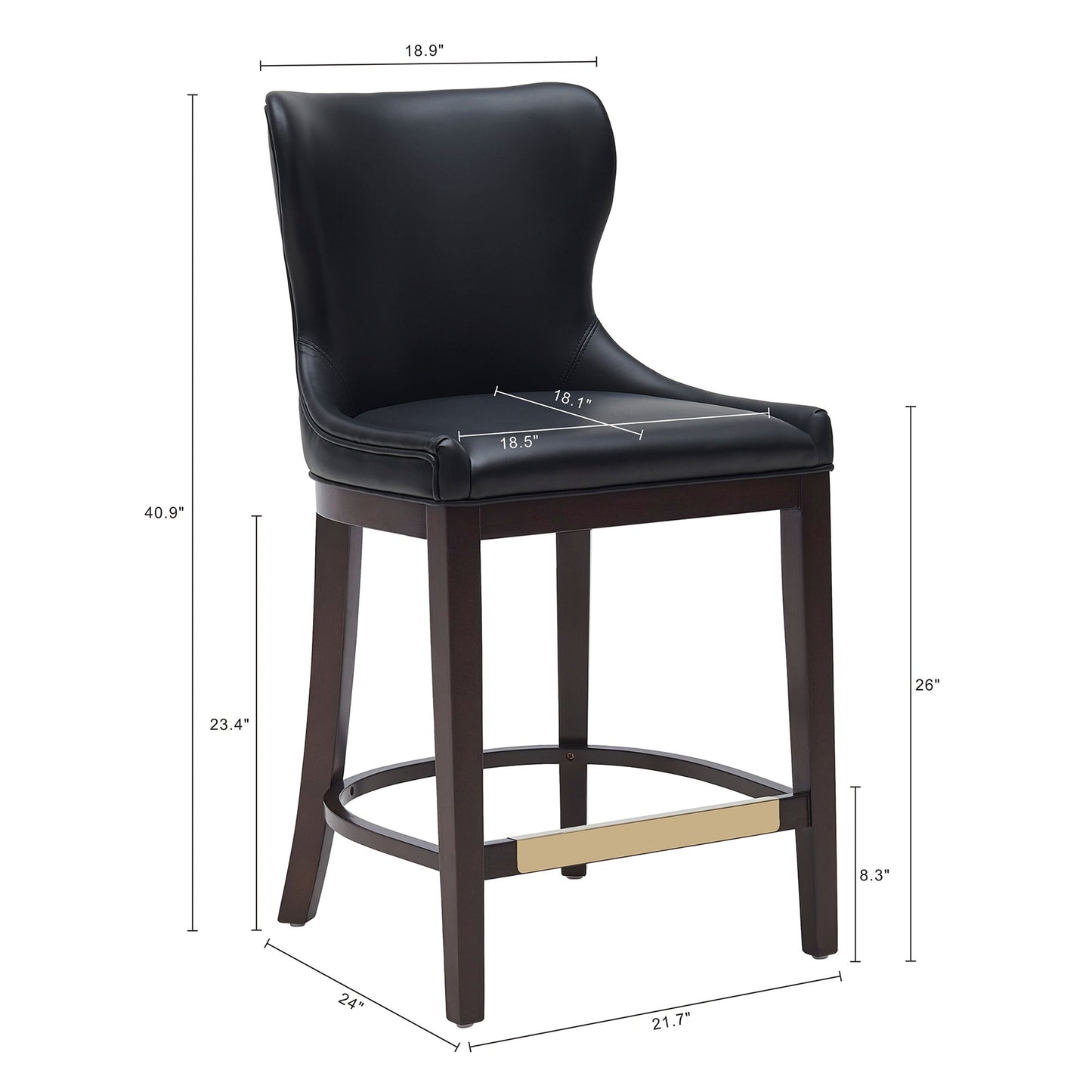 Blair Counter Stool in Black (set of 3) - Ornate Home