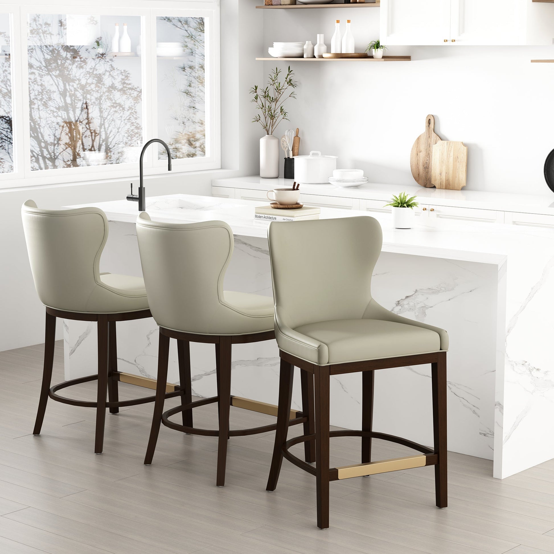 Blair Counter Stool in Stone (set of 3) - Ornate Home