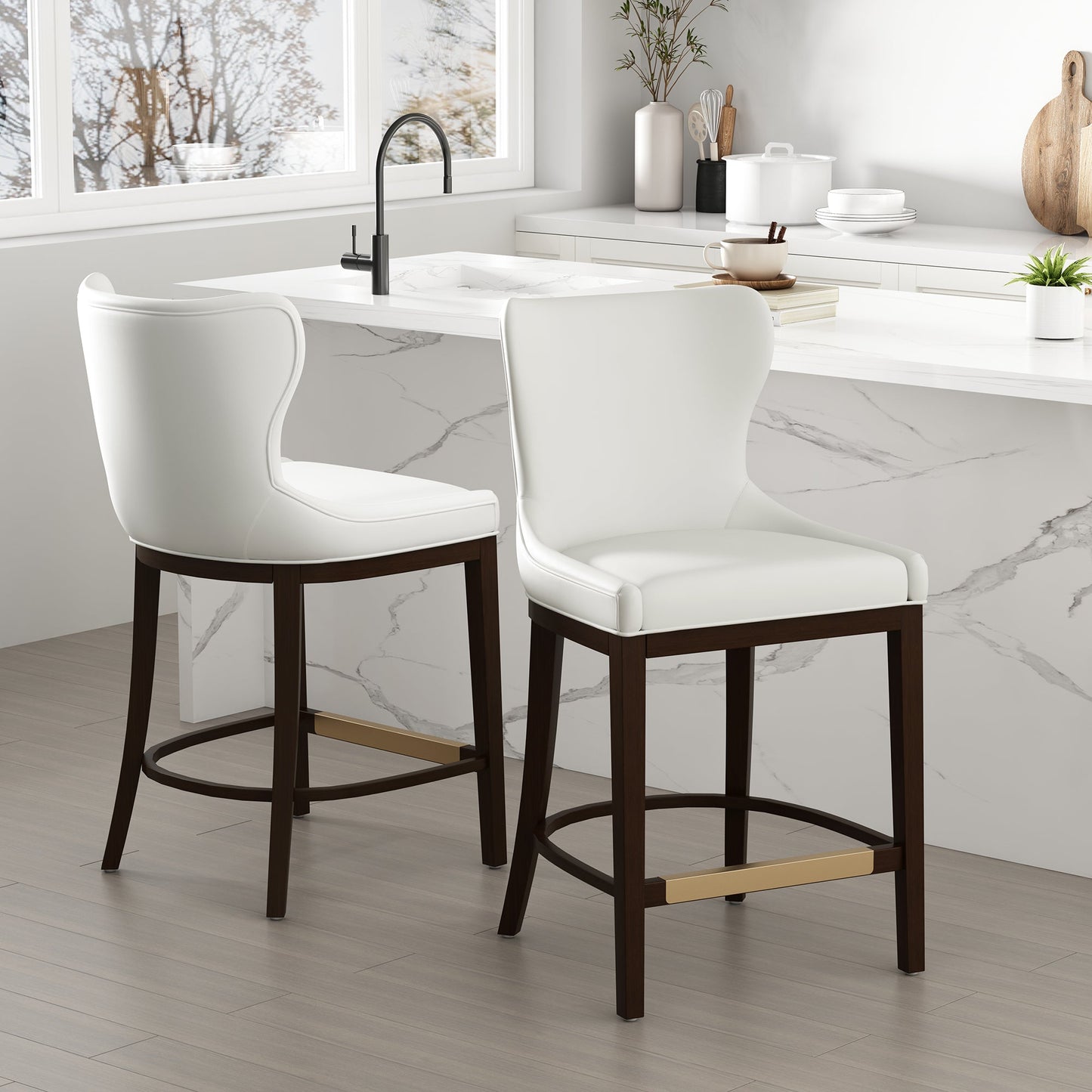 Blair Counter Stool in White (set of 2) - Ornate Home