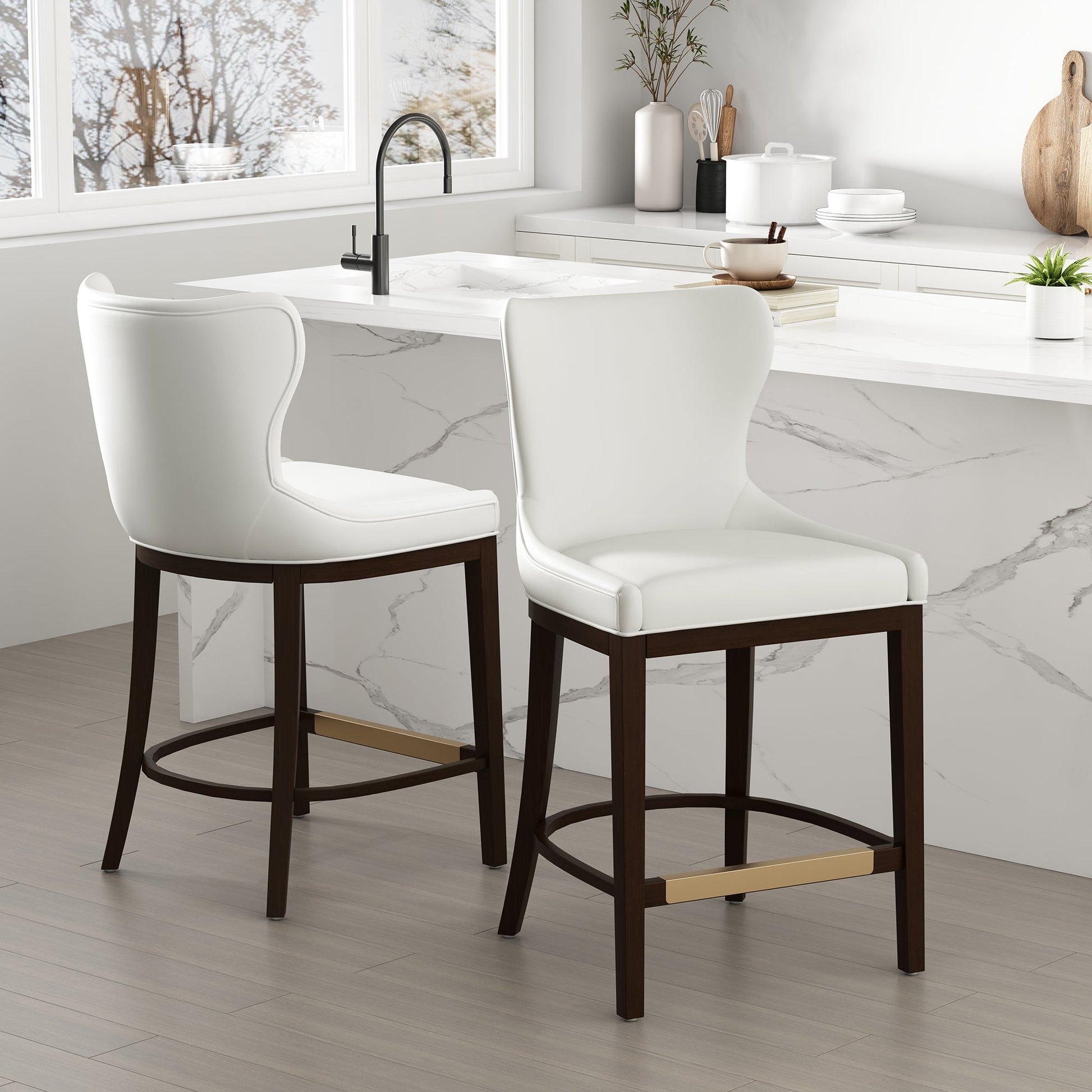 Blair Counter Stool in White (set of 2) - Ornate Home