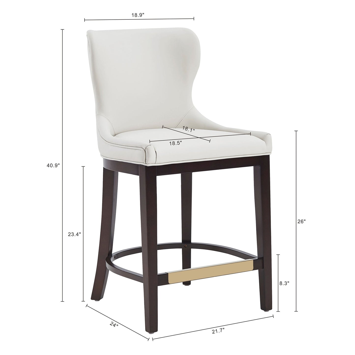 Blair Counter Stool in White (set of 2) - Ornate Home